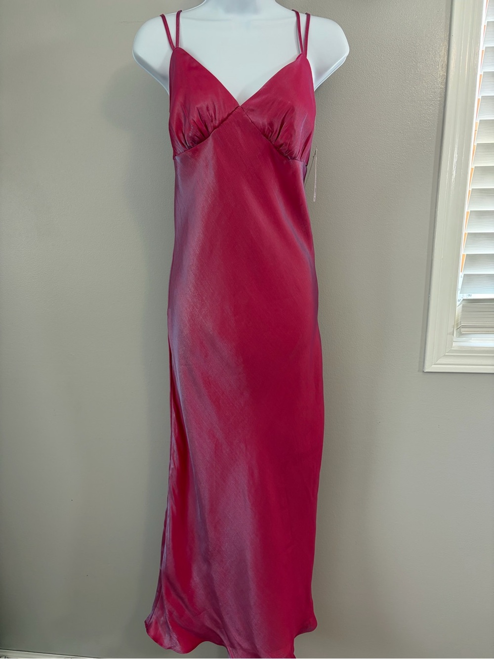 NWT wild fable Iridescent Pink Satin Slip Chemise with Double Spaghetti Straps